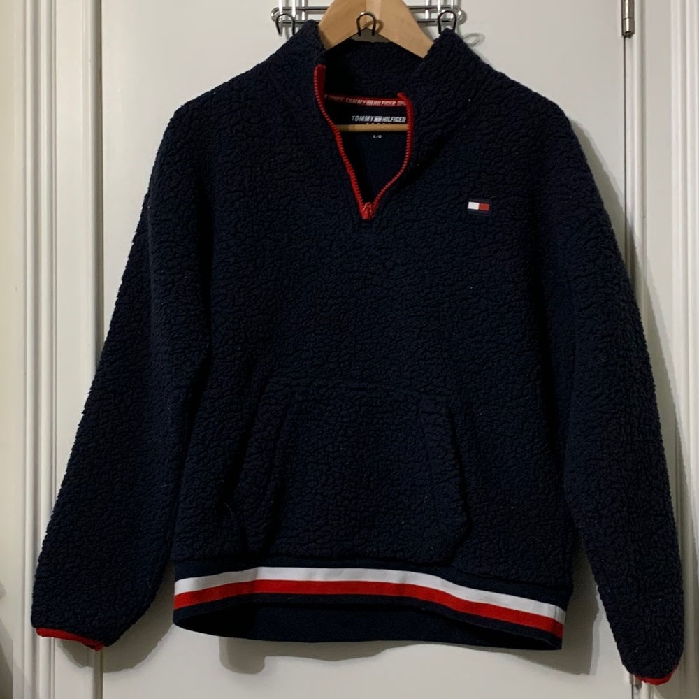 Navy Tommy Hilfiger Sherpa Quarter Zip
